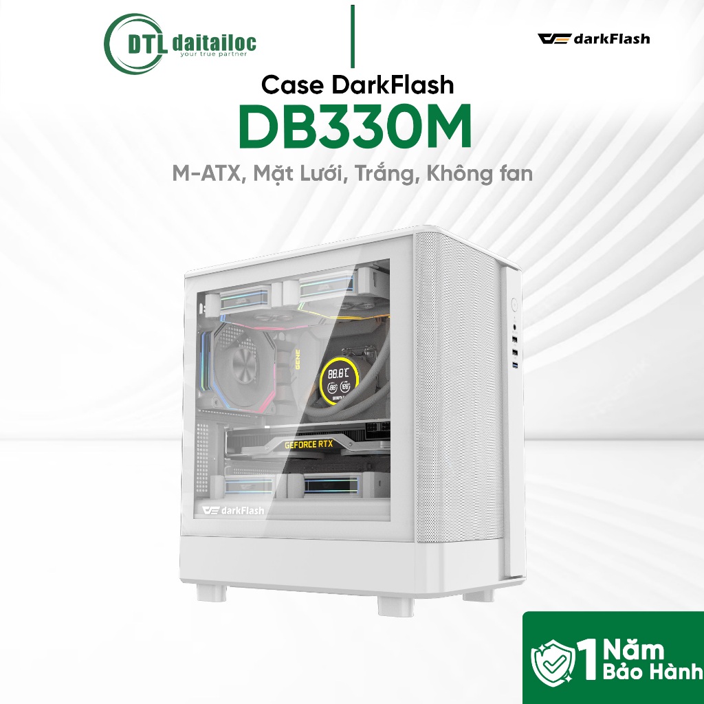 Case DarkFlash DB330M M-ATX Mặt Lưới Trắng | Chính Hãng | Bảo Hành 12 Tháng