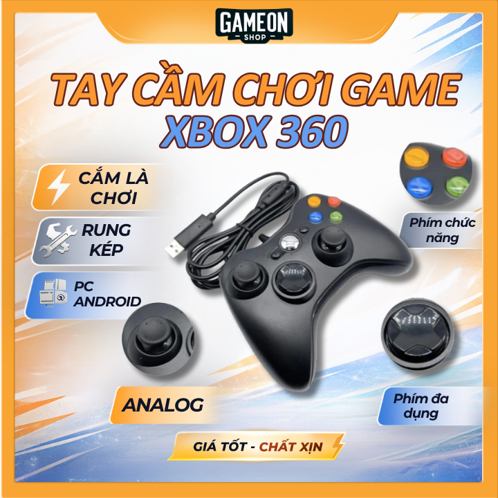 Tay cầm chơi game FC Online Xbox 360 Có Rung, Tay Cầm FC Online có dây cho PC, Laptop
