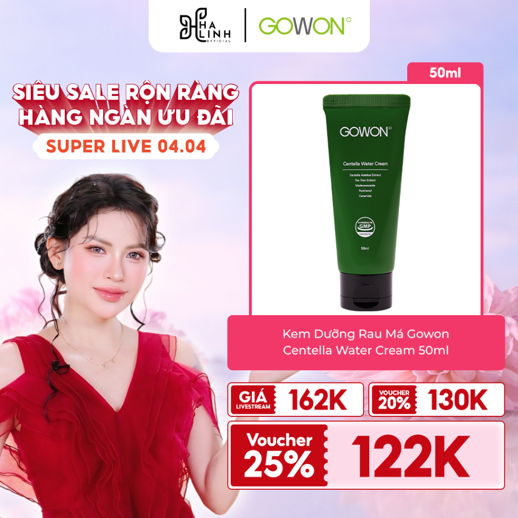 [Võ Hà Linh x GOWON] Kem Dưỡng Rau Má Gowon Centella Water Cream 50ml