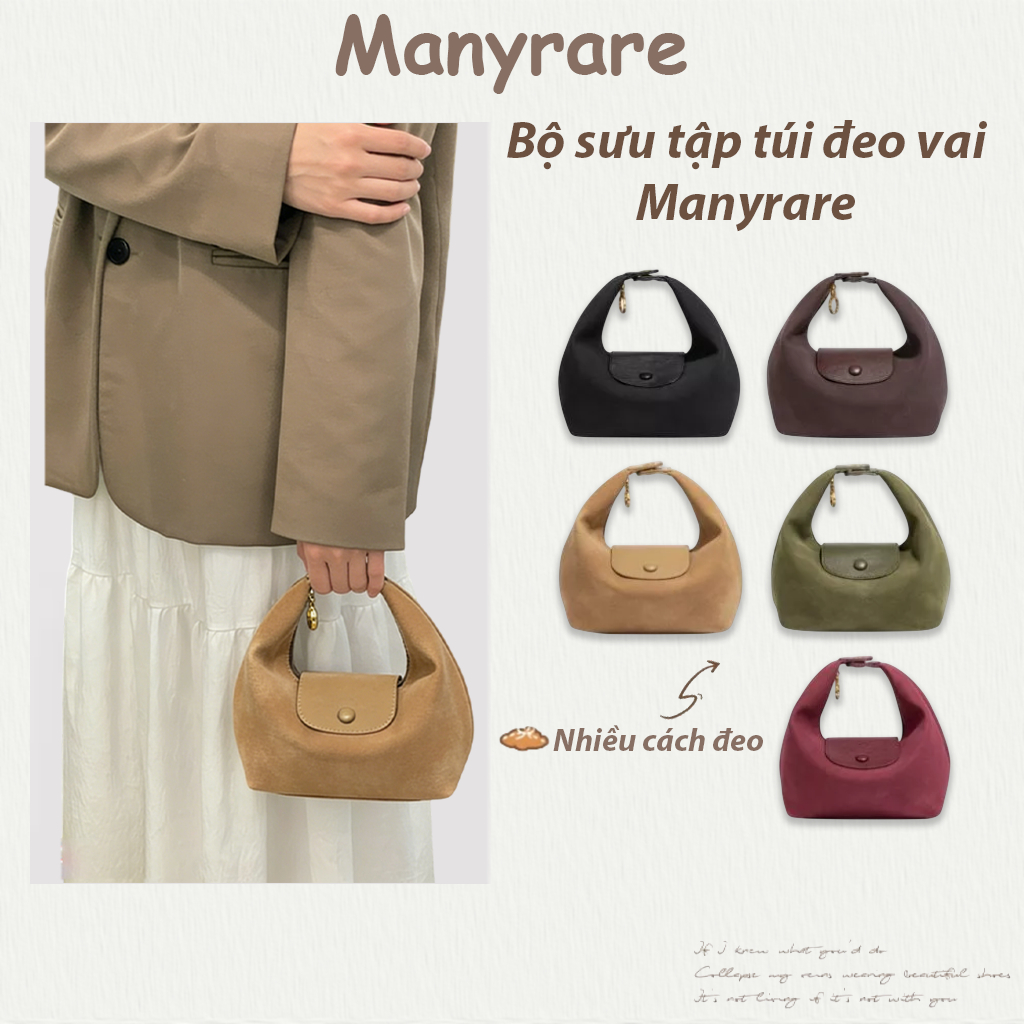 Manyrare trend -Suede Mira Bag Crossbody Đa dạng màu sắc - Đeo vai - Cầm tay - Túi xách Suede