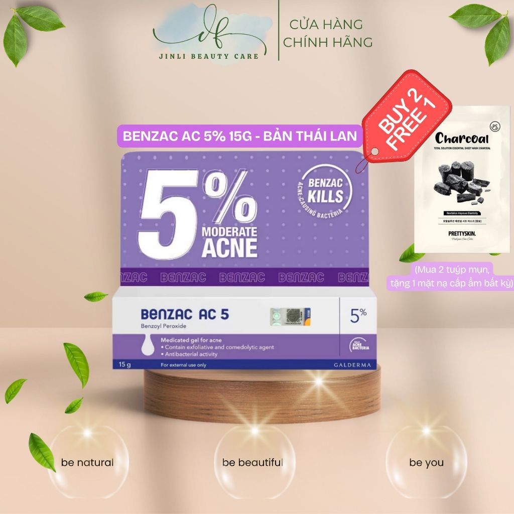 Galderma Benzac AC | Benzoyl Peroxide 5% 15gram Thái Lan | Hỗ trợ giảm mụn viêm mụn trứng cá