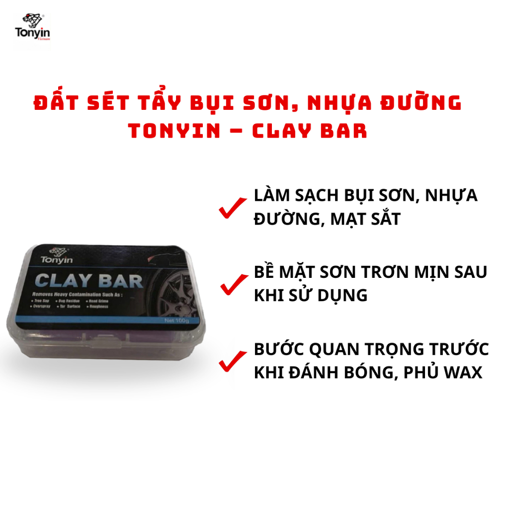 Đất sét làm sạch bề mặt sơn xe Tonyin – Clay Bar