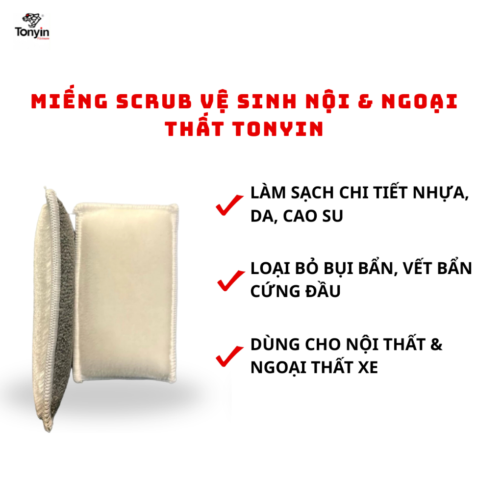 Tonyin Miếng làm sạch chi tiết nội & ngoại thất ô tô SCRUB SPONGE TF22