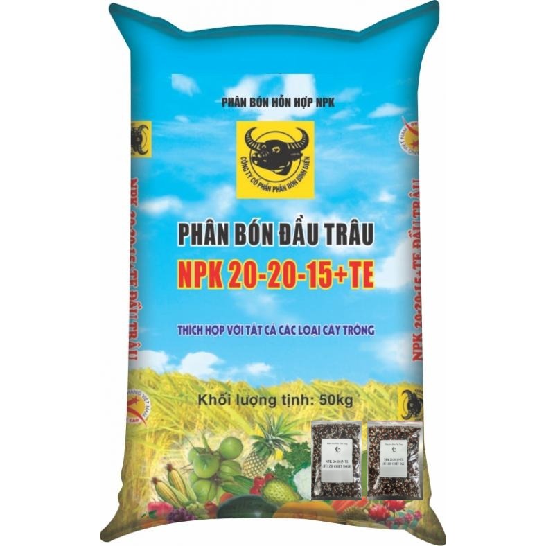 Phân bón Đầu Trâu NPK 20-20-15+TE - Giúp cây sinh trưởng, phát triển tốt, tăng khả năng chống chịu.