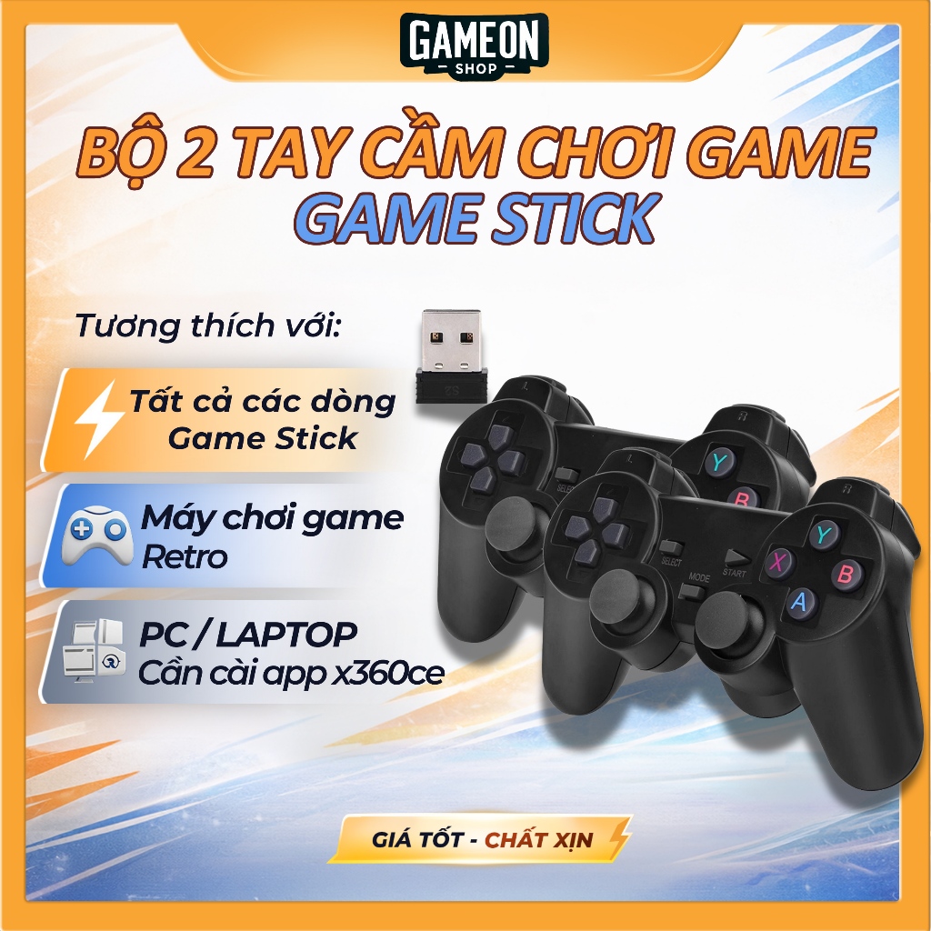 Bộ 2 tay cầm chơi game stick 4k xanh M8, stick đỏ x2 pro, stick vàng M16, RetroArch cho PC, Laptop, 