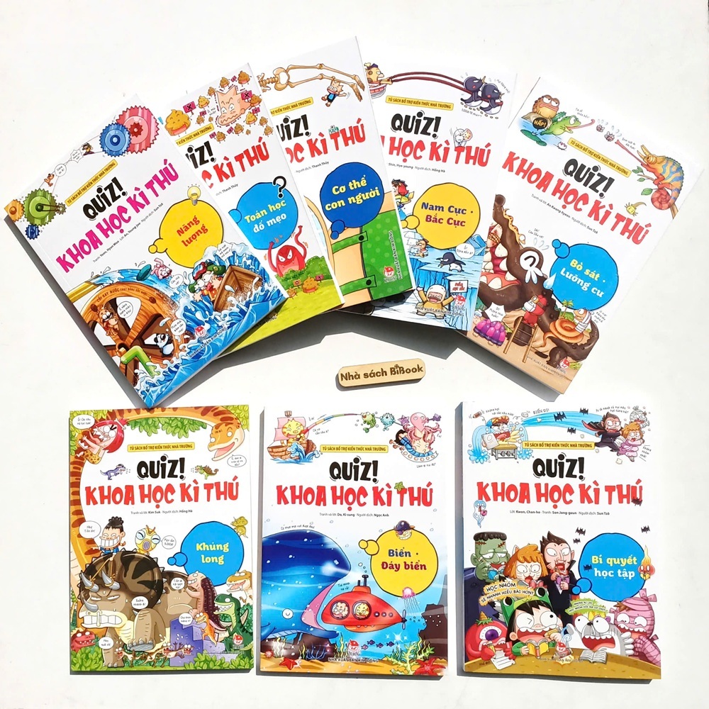 Combo trọn bộ Sách tranh Quiz Khoa học kì thú: Năng lượng, Vũ Trụ, Bí quyết học tập,..- Kim Đồng
