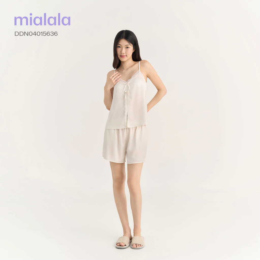 Bộ ngủ hai dây lụa latin mềm mát phối ren Mialala 5636 DDN04015636