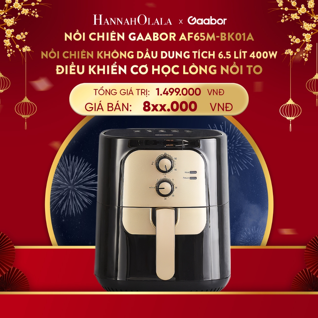 Hannah Olala x Gaabor Nồi chiên không dầu AF65M-BK01A 6.5 lít đối lưu nhiệt 360 độ không trở lật côn