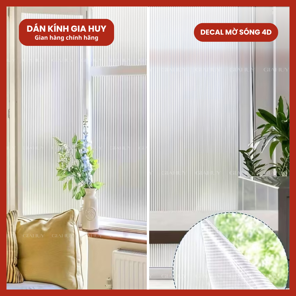 Giấy decal dán kính mờ sóng 4D nhập khẩu cản tầm nhìn dán cabin nhà tắm, cửa phòng, cấp khổ 90cm