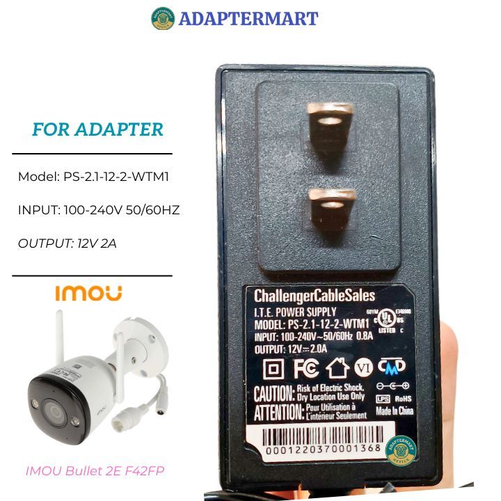 Cục nguồn 12V cho Camera IP Ngoài Trời 4 MP IMOU Bullet 2E F42FP