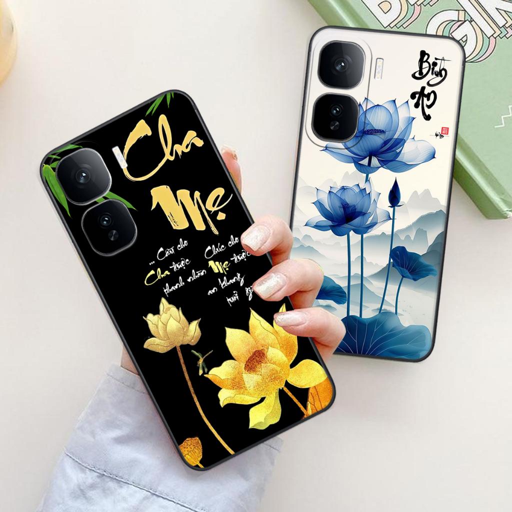 Ốp lưng cho Vivo IQ00 NEO 10 5G mẫu thư pháp bông sen, chữ cha mẹ,bình an