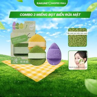 Combo 3 mút rửa mặt, miếng bọt biển hình giọt nước làm sạch sâu lỗ chân lông dịu nhẹ an toàn cho da