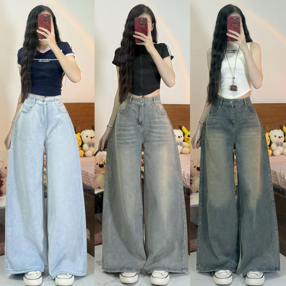 Quần Jean Ống Rộng Suông Ver 3 Nam Nữ MIAA  chất liệu Denim form , Quần bò ống rộng nữ ống rộng 33cm