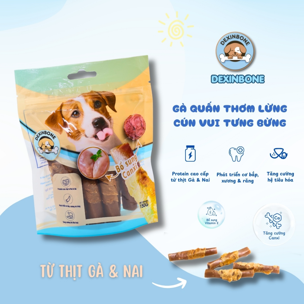 Bánh Thưởng Cho Chó Từ Thịt Nai và Thịt Gà Bổ Sung Canxi & Dicalcium Phosphate Cho Lông Răng Khỏe Mạ