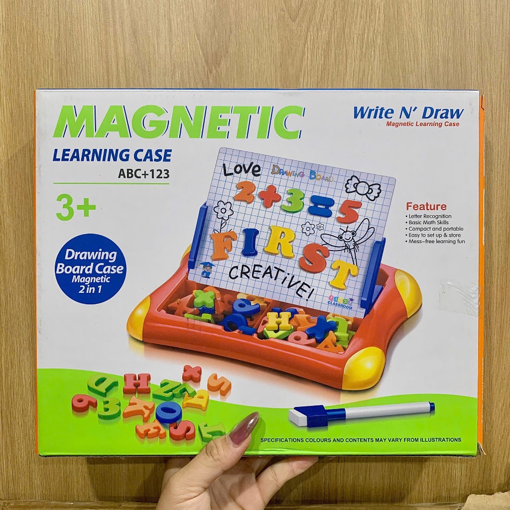 Đồ chơi giáo dục : Bộ bảng vẽ và học chữ số nam châm 2 trong 1 (Magnetic Learning Case), 3ages+, No.