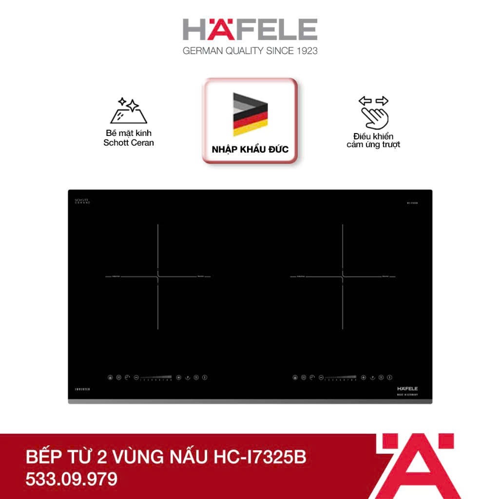 BẾP TỪ 2 VÙNG NẤU HAFELE HC-I7325B (533.09.979) – XUẤT XỨ ĐỨC, NẤU NHANH – AN TOÀN – HIỆN ĐẠI