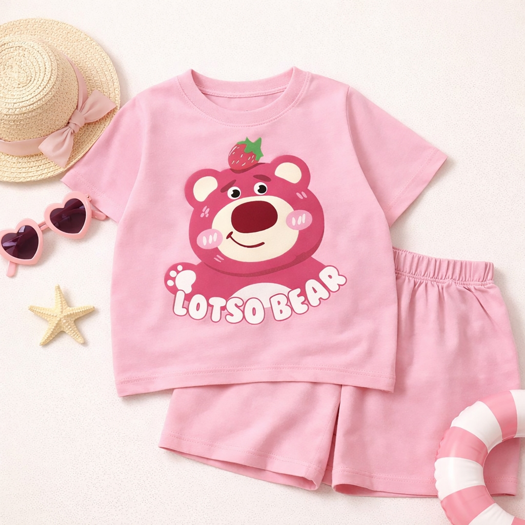 Bộ bé gái hình gấu dâu cho bé gái siêu xinh cho bé 6-24kg.BGL43.