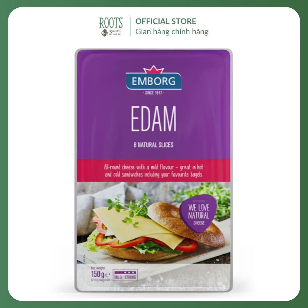 (Ship hỏa tốc) EMBORG - Phô Mai Lát Edam, Edam Cheese, 23% Fat, 8 Lát (150g)