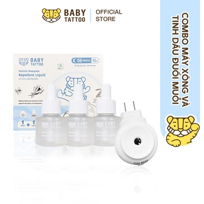 BABY TATTOO Combo 1 Máy Xông Và 3 Tinh Dầu Đuổi Muỗi Không Mù Không khói