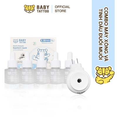 BABY TATTOO Combo 1 Máy Xông Và 5 Tinh Dầu Đuổi Muỗi Không Mù Không khói