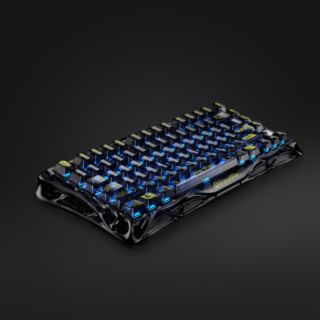 Bàn phím cơ GravaStar Mercury K1 Lite 75% Wireless Mechanical Gaming Keyboard - Transparent Black
