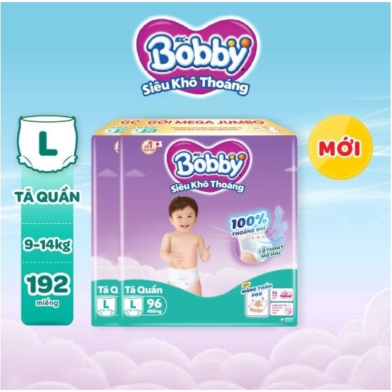 [HỎA TỐC - COMBO 2 BỊCH] Bỉm quần Bobby Jumbo mẫu mới gạo non đủ size M112+8/L96+8/Xl84+8/XXL76+8