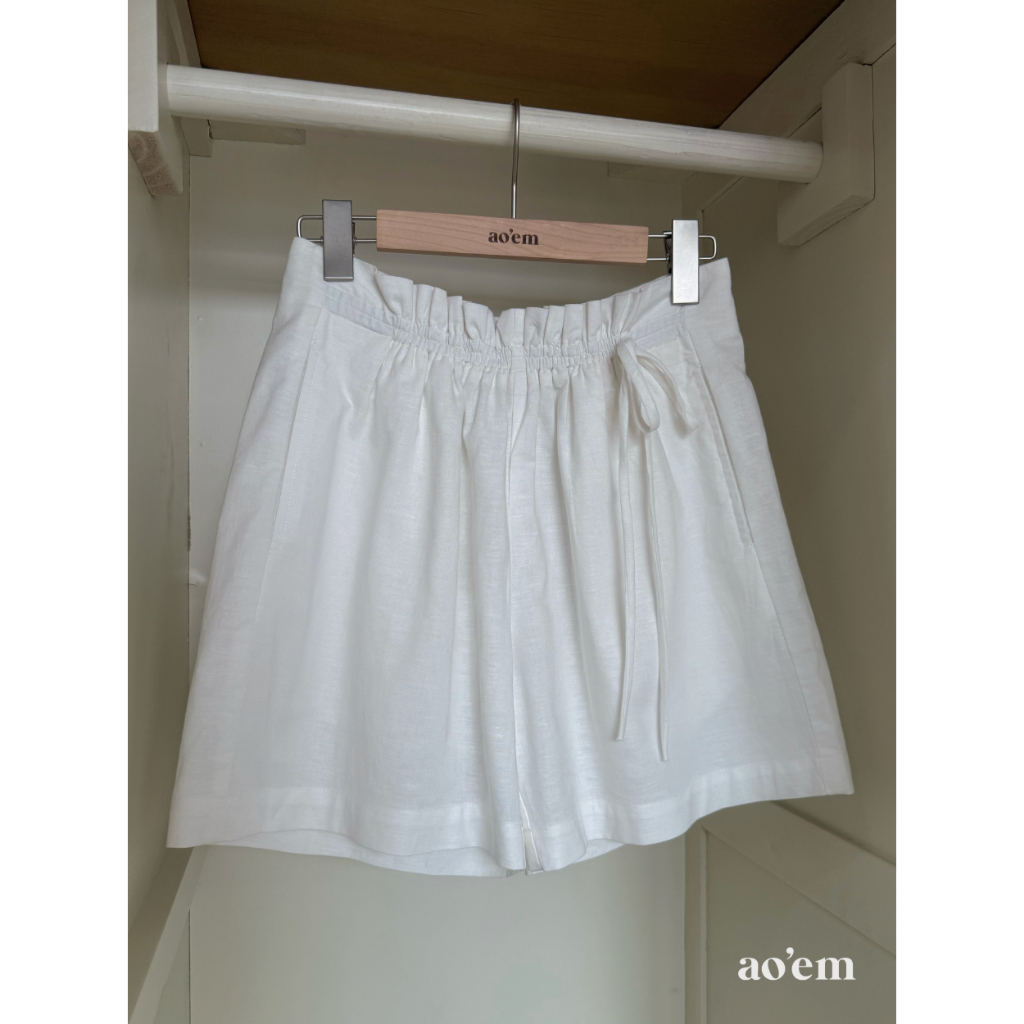 AO'EM STUDIOS | YENNY SHORT - Quần short nữ linen cotton cạp chun dáng rộng dạo phố