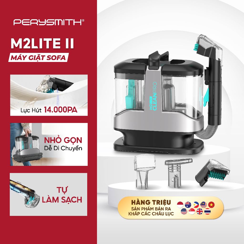 Máy Giặt Hút PerySmith M2Lite-II CleanPro Diệt Khuẩn Giặt Hút Giặt Đệm Làm Sạch Ghế Sofa Nệm Thảm