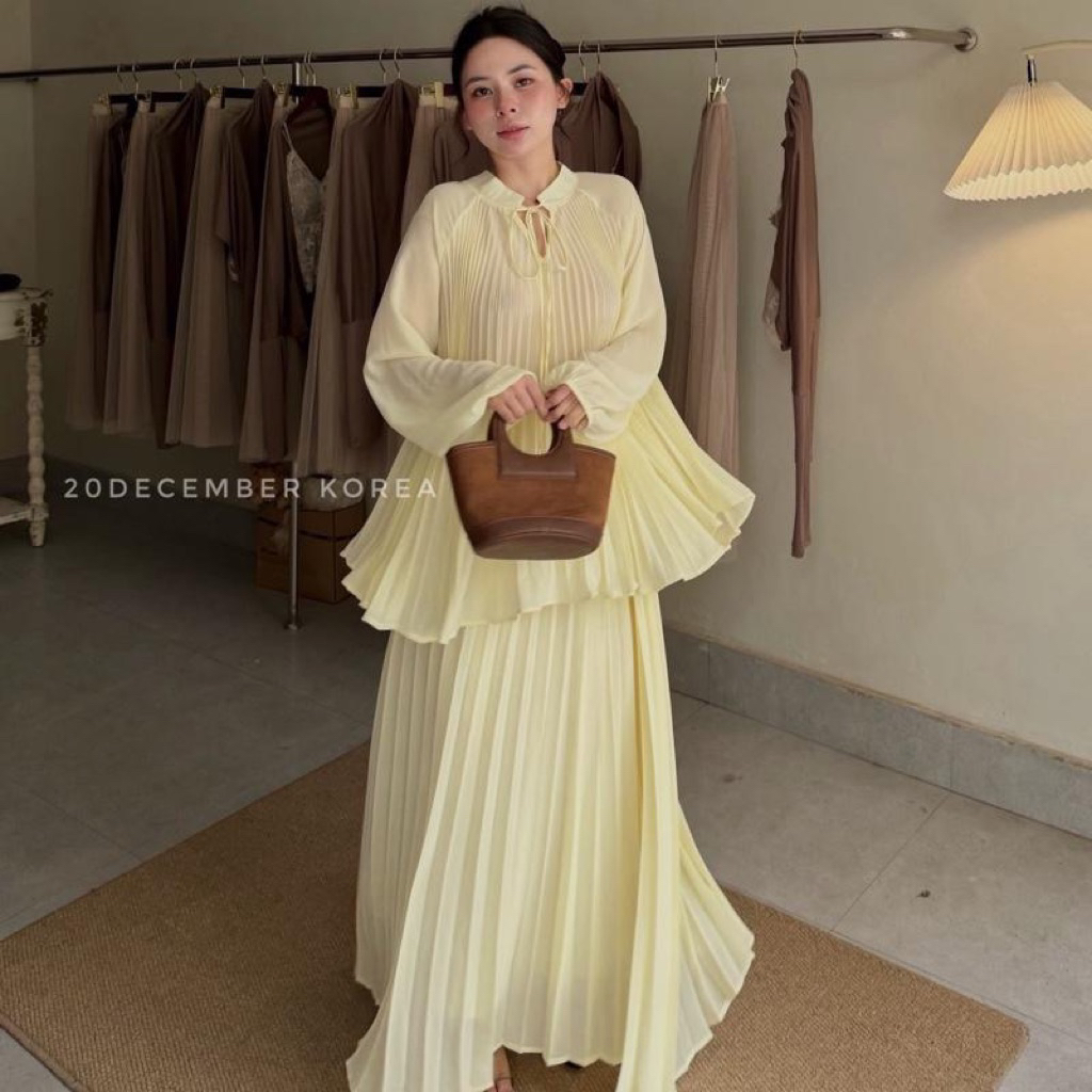 20December - Set áo voan dập ly chân váy dài