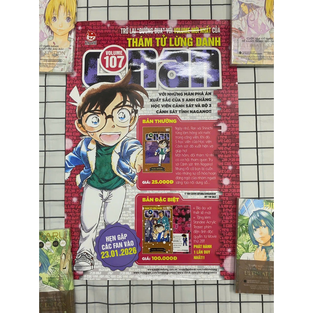 Poster phát hành Manga Conan tập 107