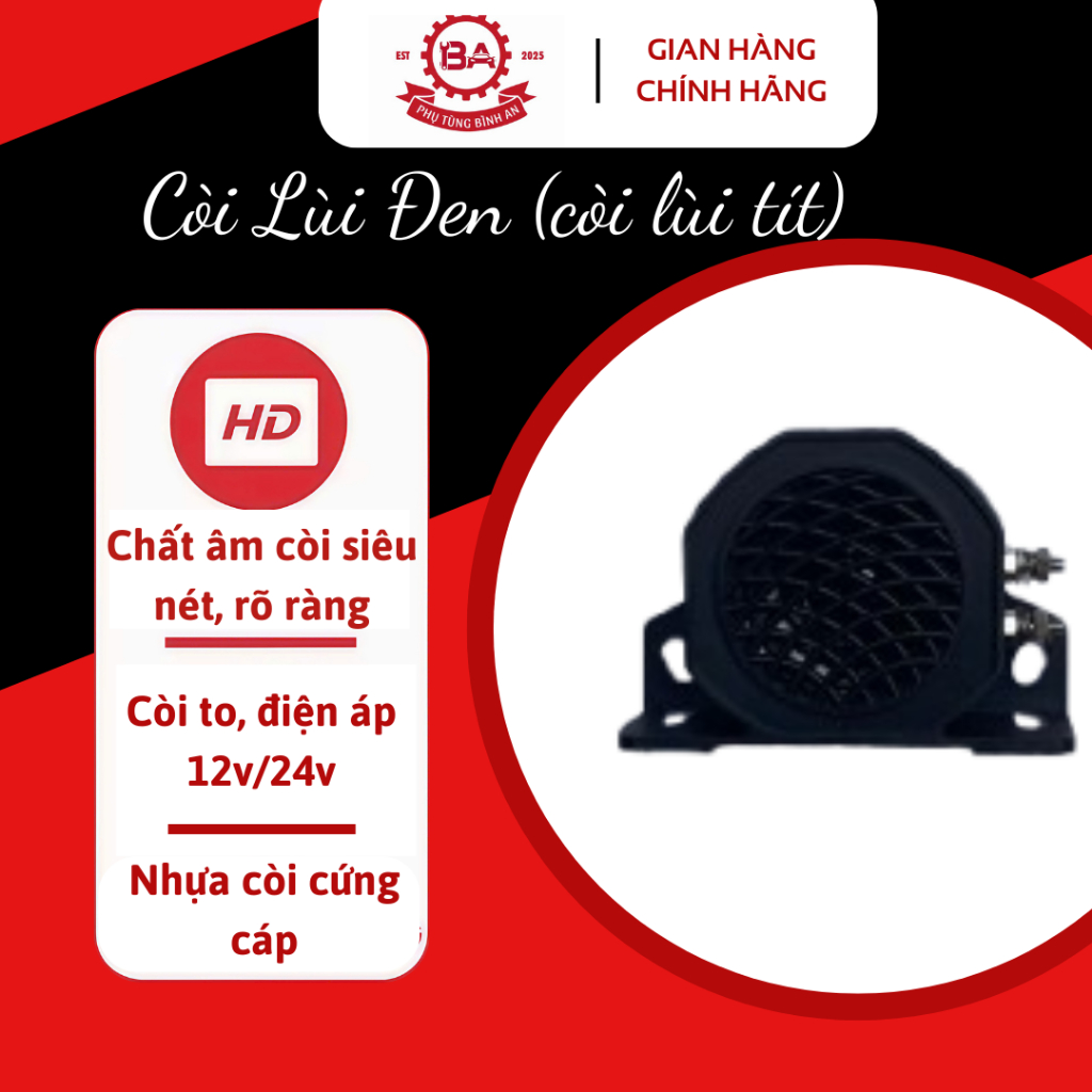 Còi lùi xe tải, còi lùi tít tít đen, còi lùi xe oto, xe máy, điện áp 12v,24v ( còi Lùi Đen)