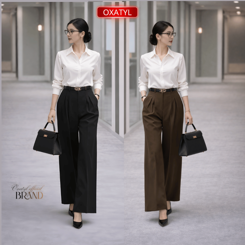Quần ống suông ống rộng công sở cao cấp chất vải mát ống quần rộng fom cơ bản dễ phối đồ Q258