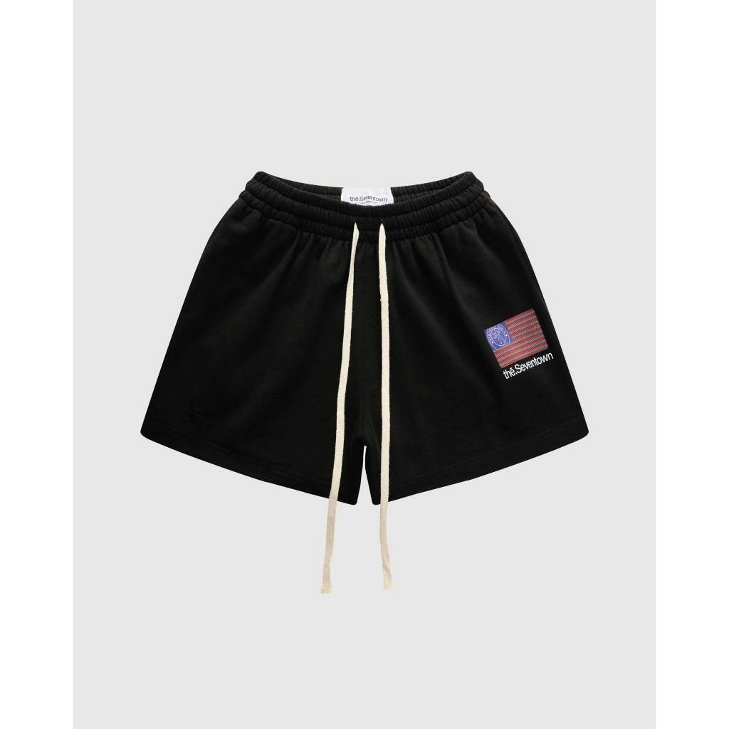 QUẦN SEVENTOWN LUXE PATTERN FLAG SHORTS ( BLACK )