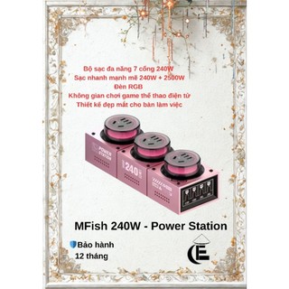 Trạm Sạc Kiêm Ổ Cắm MFISH POWER STATION 240W, 140W 7 Cổng 4C 3AC GaN Đèn Nền Led RGB PD...