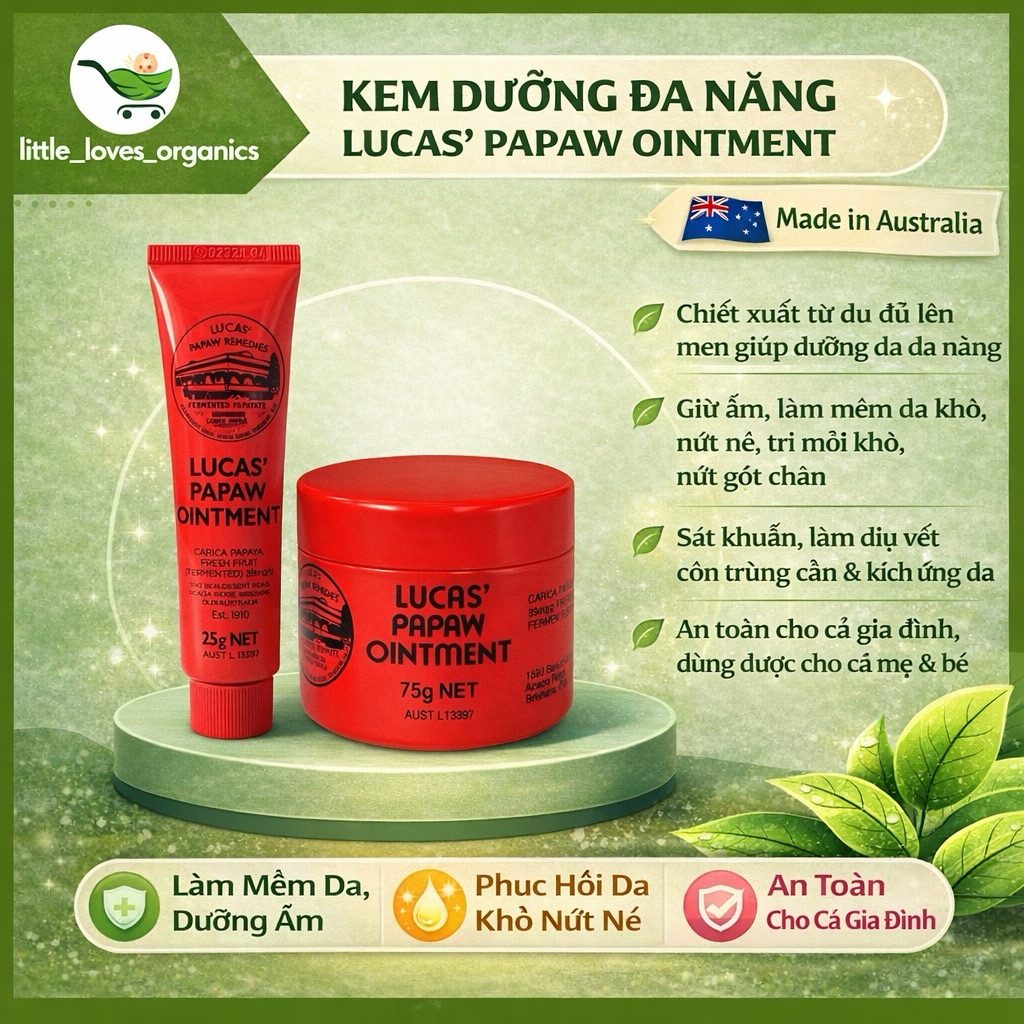 [Hàng chính hãng có tem phụ] Kem dưỡng đu đủ Lucas Papaw's Ointment 15g/25g/75g Chiết xuất đu đủ tươ