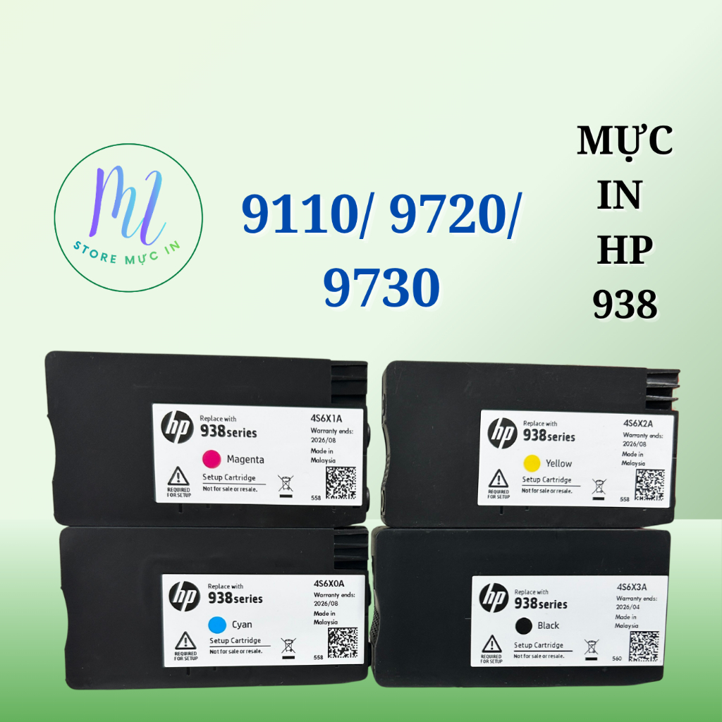 Bộ mực in màu HP 938 dành cho máy HP 9110 /9720 /9730 hàng bóc máy bộ 4 màu