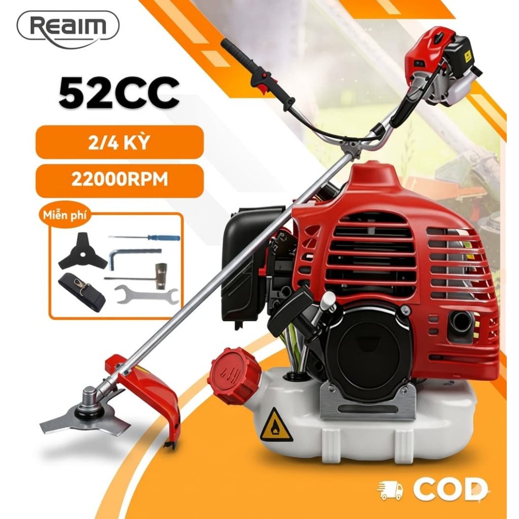 REAIM cắt cỏ xăng 2/4 thì 52cc máy cắt cỏ nhật bãi dây đeo máy cắt cỏ máy phát cỏ xăng đa năng cỡ nhỏ gia đình