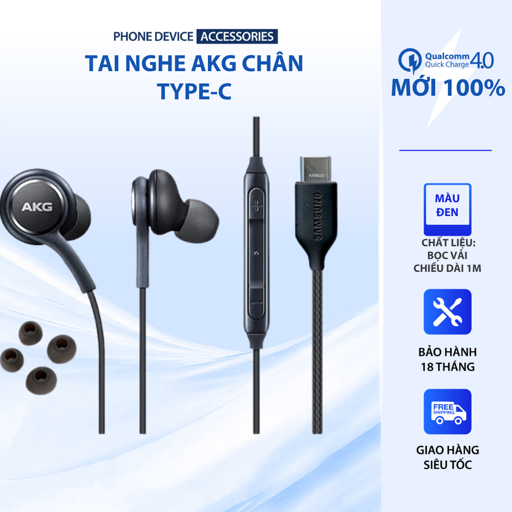 Tai nghe Samsung AKG USB Type-C Dây bện Tai nghe HIFI trong tai Type C có Mic Điều khiển âm lượng ch