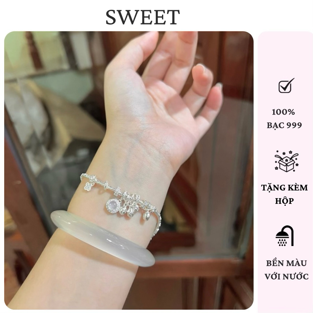 [Có sẵn] Lắc Tay Bạc S999 Nguyệt Quang Thanh Nhã - 100% Bạc S999 - Sweet