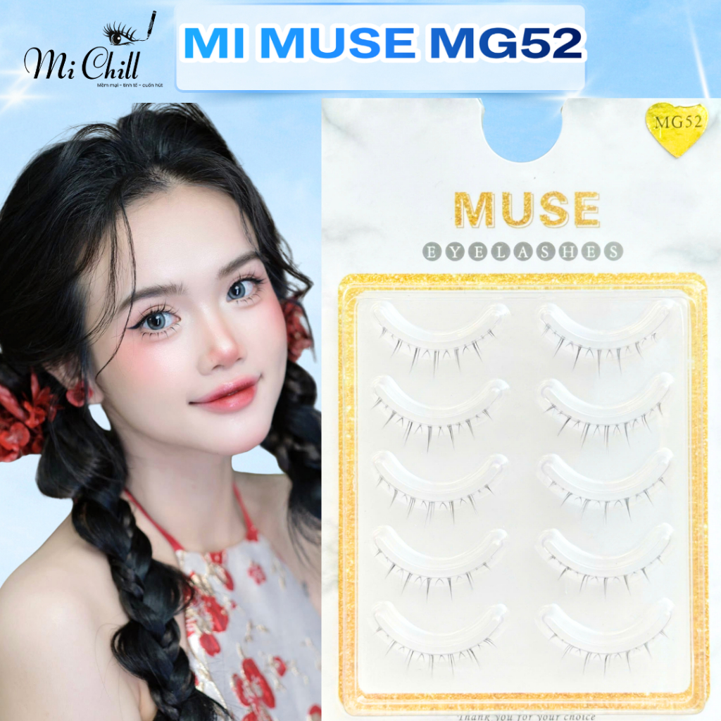 Mi dưới mi Muse MG52 trang điểm chuyên nghiệp cô dâu 5 cặp 1 hộp - Mi Chill Shop