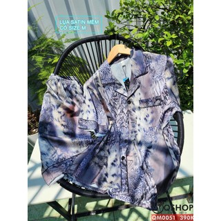 Bộ pijama nam tay ngắn quần ngắn lụa satin mềm sang trọng mặc nhà mặc ngủ thoải mái QSHOP QM0051