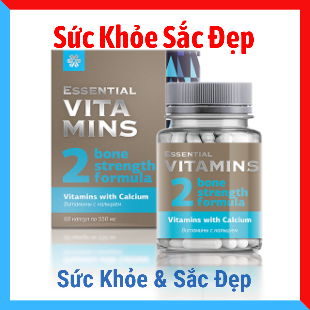 [ Hỗ trợ xương ] Thực phẩm bảo vệ sức khỏe Essential Vitamins 2 Vitamins with Calcium – 60 viên