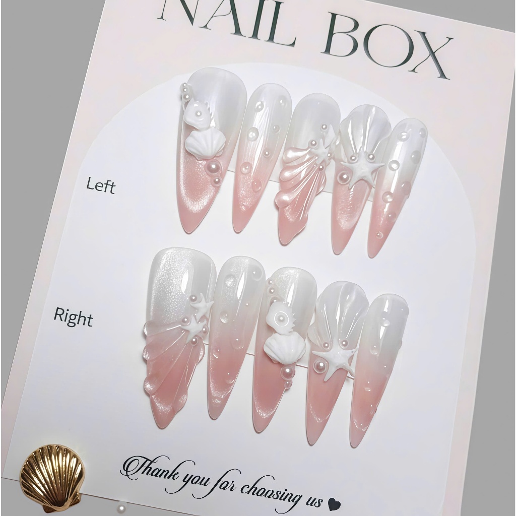 [G333] Nailbox thiết kế - Nail đi biển omber hồng thạch form nhọn dài