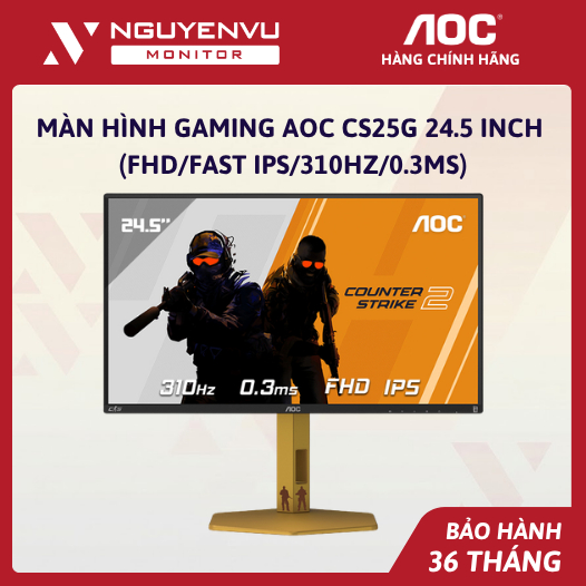 [Full Vat] Màn Hình Gaming AOC CS25G 24.5 inch (FHD/Fast IPS/310Hz/0.3ms) - Bảo Hành 3 Năm