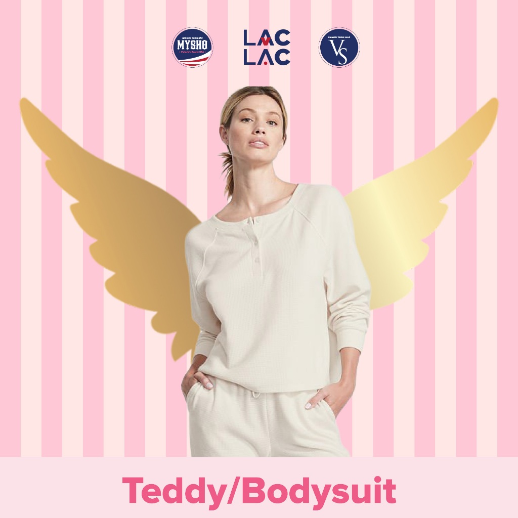 [XS-52] Bộ đồ ngủ/Pyjama với chất liệu Glow Waffle Henley Jogger Set, Màu: Coconut White