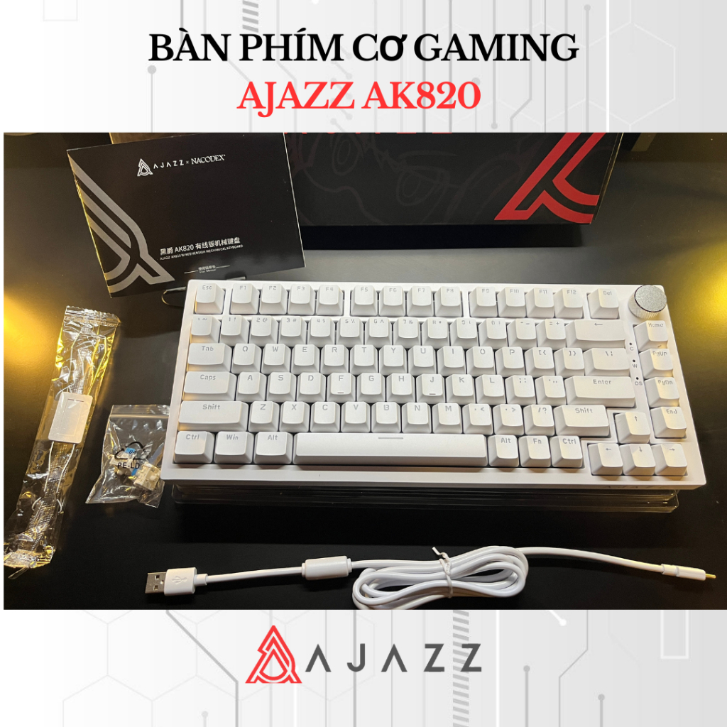 Bàn Phím Cơ AJAZZ AK820 75% Chính Hãng Có Dây RGB Gasket Hot Swap Gõ Êm Gaming Văn Phòng LED RGB