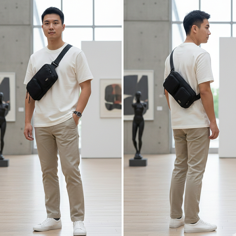 Túi đeo chéo Hier Dual Pocket Sling Bag, Vải Poly 840 dày dặn, bền bỉ, đứng form,Thiết kế Dual Pocke