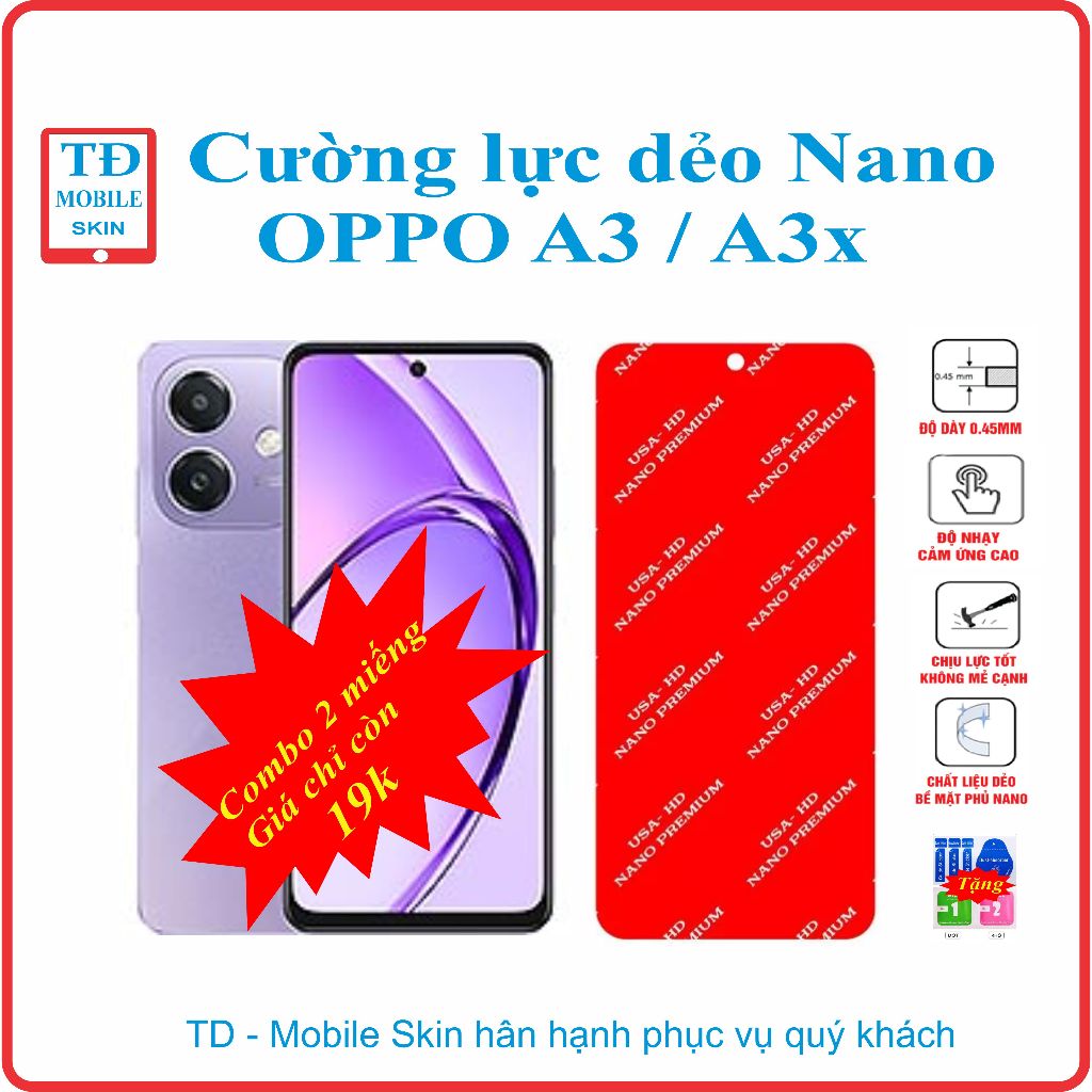 Cường lực dẻo bảo vệ màn hình điện thoại OPPO A3 / A3X