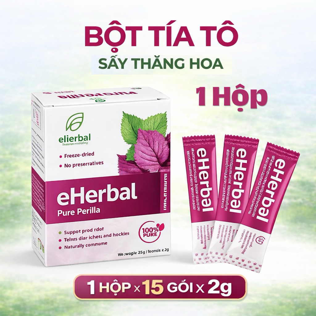 Bột Tía Tô Sấy Thăng Hoa- Eherbal - Hộp 15 gói ( không đường)