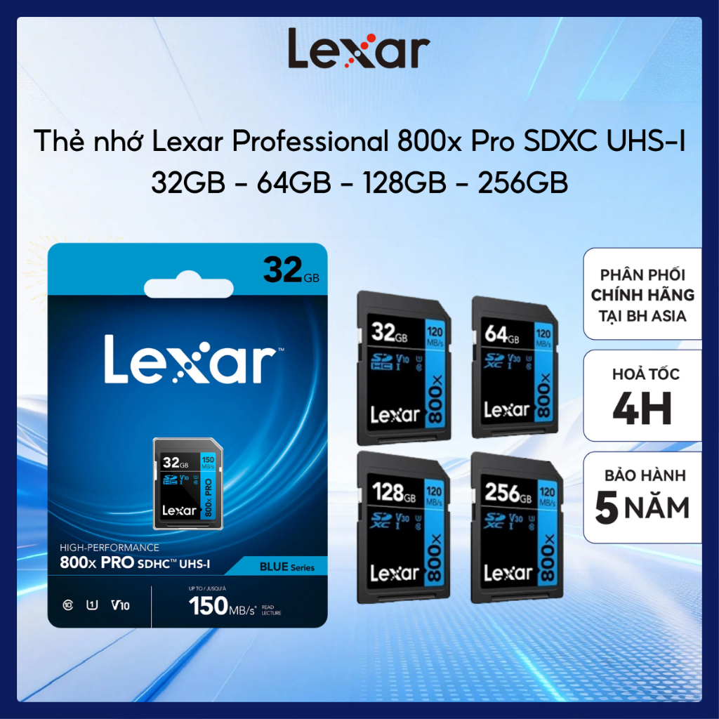 Thẻ nhớ Lexar Professional 800x Pro SDXC UHS-I 32GB - 64GB - 128GB - 256GB